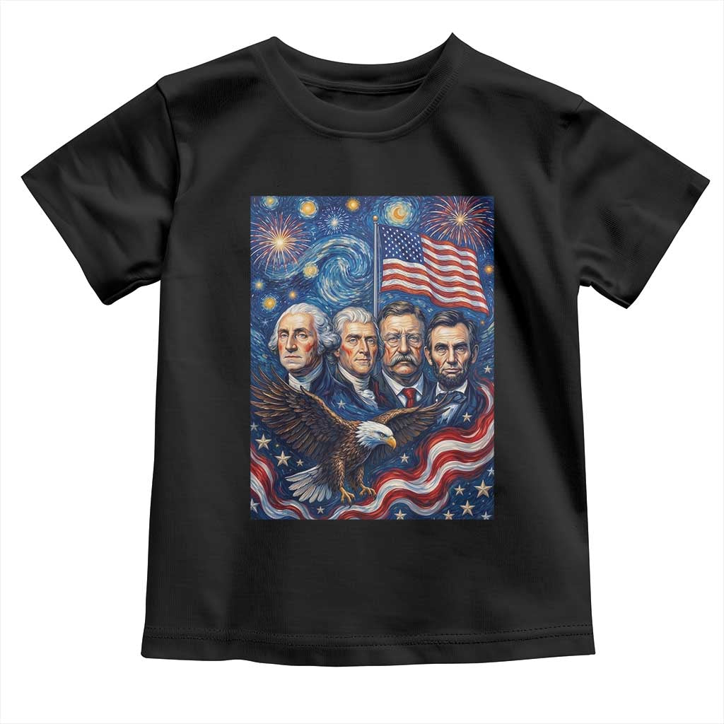 USA Presidents Mount Rushmore Toddler T Shirt Starry Night Inspired Art