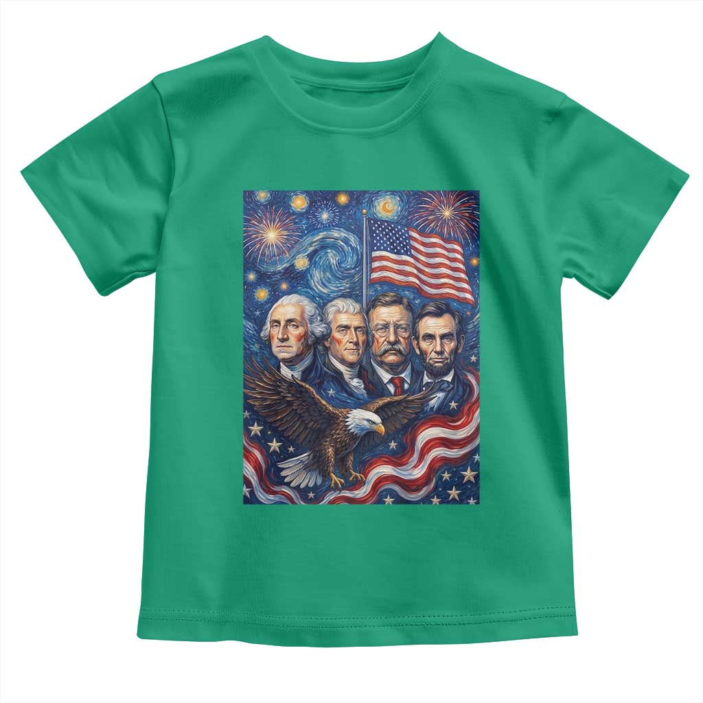 USA Presidents Mount Rushmore Toddler T Shirt Starry Night Inspired Art