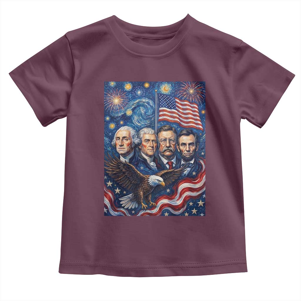 USA Presidents Mount Rushmore Toddler T Shirt Starry Night Inspired Art