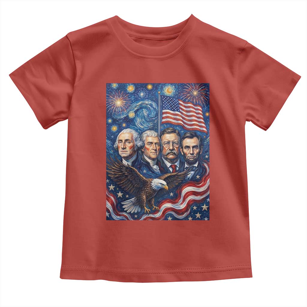 USA Presidents Mount Rushmore Toddler T Shirt Starry Night Inspired Art