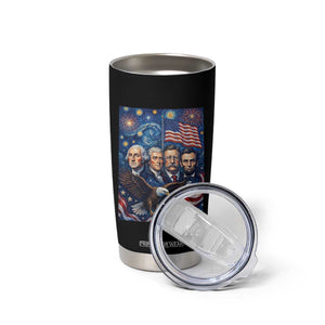 USA Presidents Mount Rushmore Tumbler Cup Starry Night Inspired Art