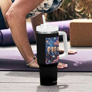 USA Presidents Mount Rushmore Tumbler With Handle Starry Night Inspired Art