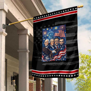 USA Presidents Mount Rushmore Patriotic Garden Flag Starry Night Inspired Art