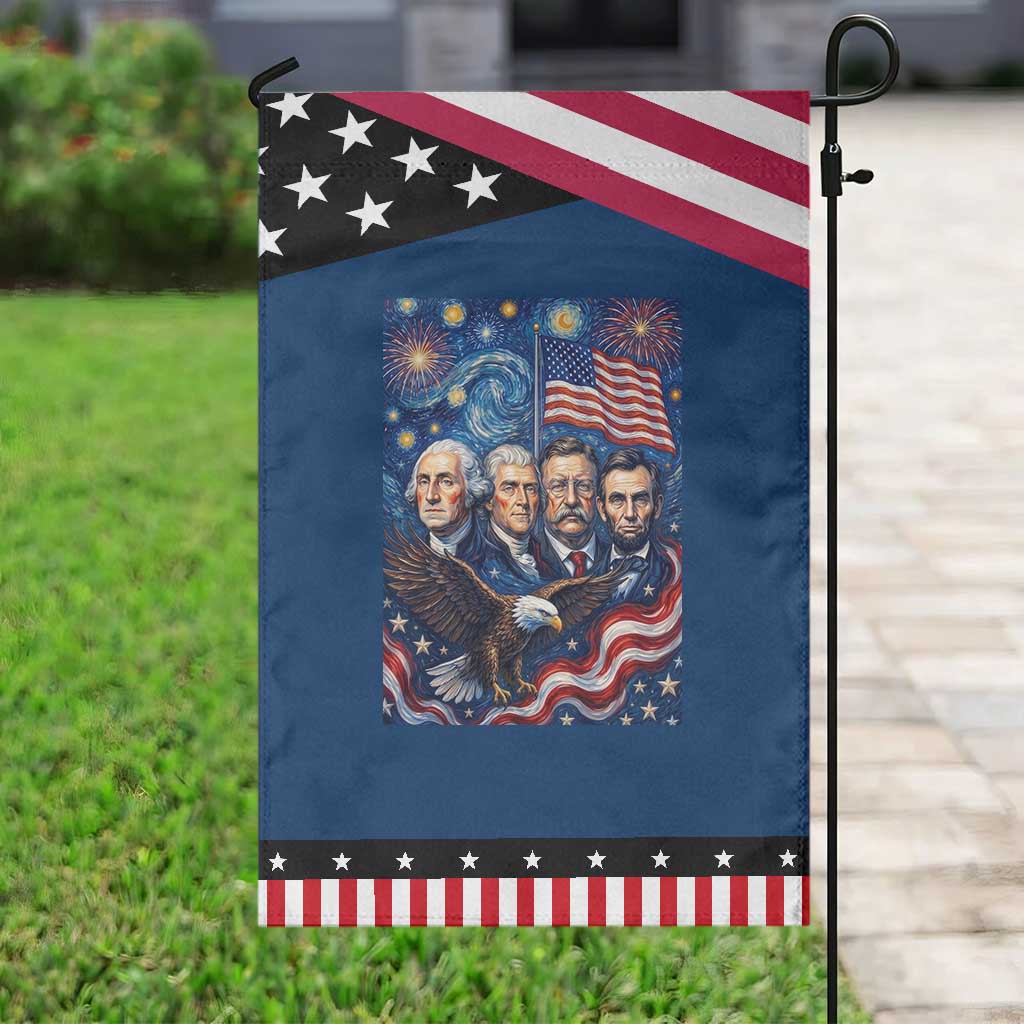 USA Presidents Mount Rushmore Patriotic Garden Flag Starry Night Inspired Art