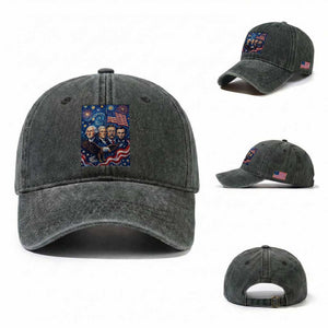 USA Presidents Mount Rushmore Washed Cotton Baseball Cap Starry Night Inspired Art