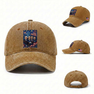 USA Presidents Mount Rushmore Washed Cotton Baseball Cap Starry Night Inspired Art