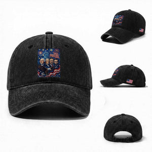 USA Presidents Mount Rushmore Washed Cotton Baseball Cap Starry Night Inspired Art