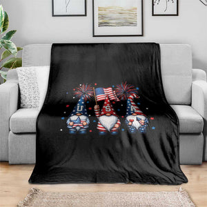 Red White Blue Gnomes Fireworks Throw Blanket Patriotic 4th Of July