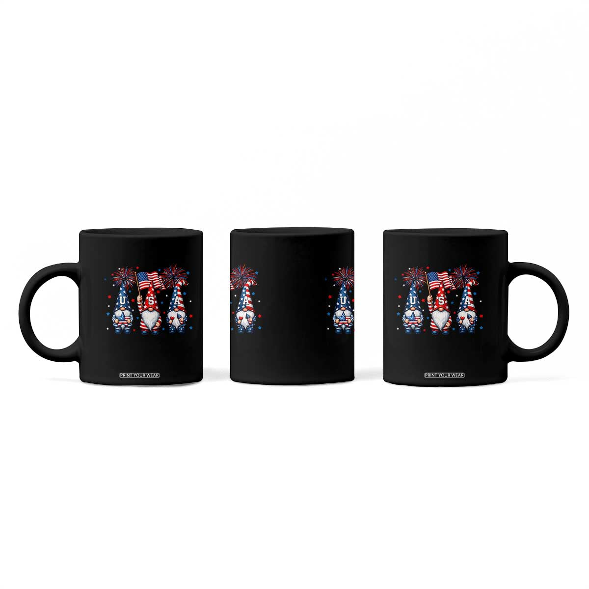 Red White Blue Gnomes Fireworks Coffee Mug Patriotic 4th Of July