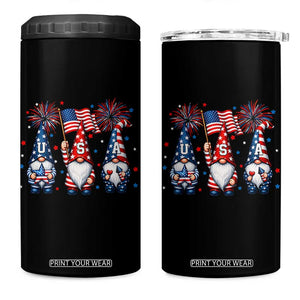 Red White Blue Gnomes Fireworks 4 in 1 Can Cooler Tumbler Patriotic 4th Of July