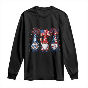 Red White Blue Gnomes Fireworks Long Sleeve Shirt Patriotic 4th Of July