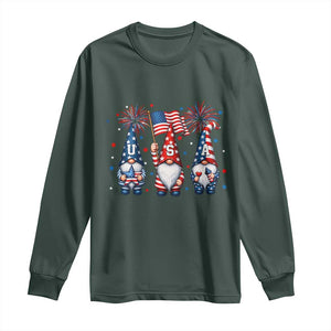 Red White Blue Gnomes Fireworks Long Sleeve Shirt Patriotic 4th Of July