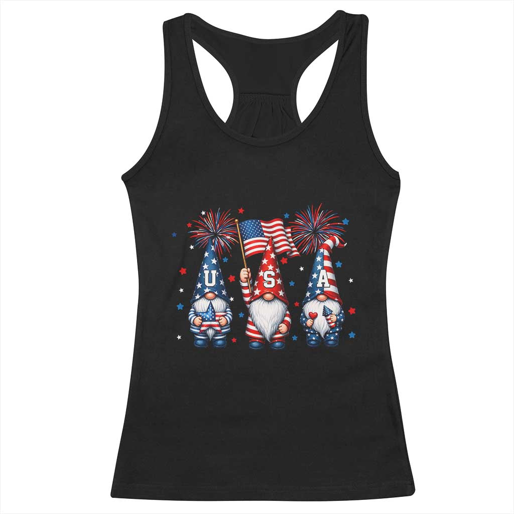 Red White Blue Gnomes Fireworks Racerback Tank Top Patriotic 4th Of July TS12 Black Print Your Wear