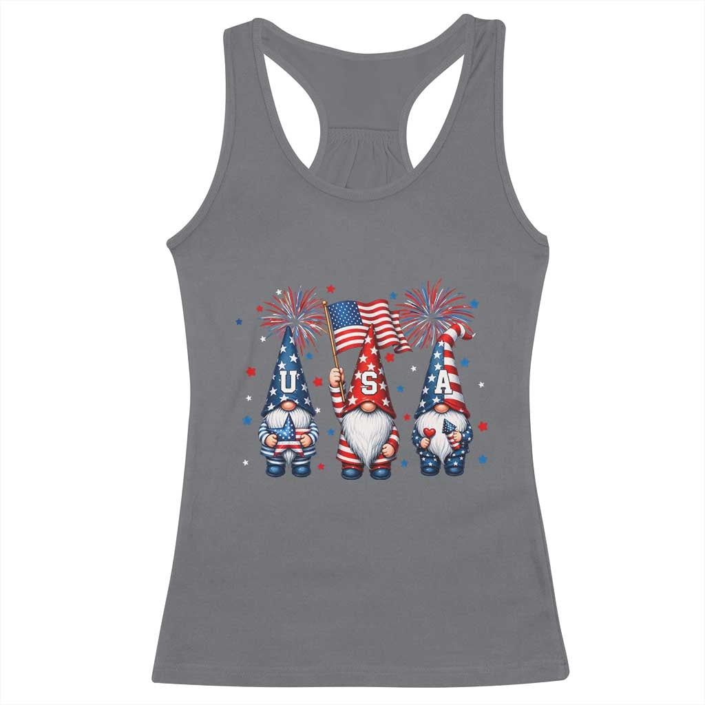 Red White Blue Gnomes Fireworks Racerback Tank Top Patriotic 4th Of July