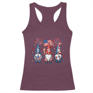 Red White Blue Gnomes Fireworks Racerback Tank Top Patriotic 4th Of July