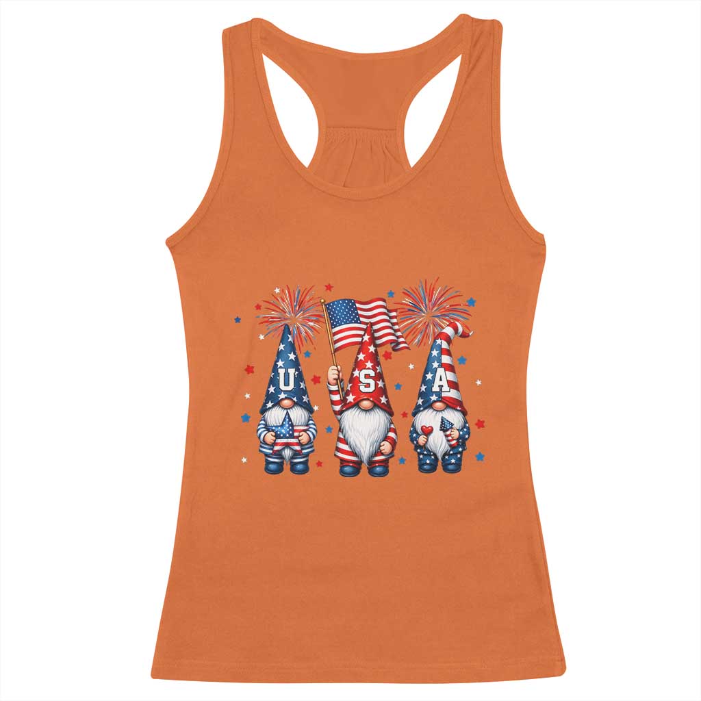 Red White Blue Gnomes Fireworks Racerback Tank Top Patriotic 4th Of July
