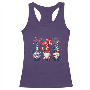 Red White Blue Gnomes Fireworks Racerback Tank Top Patriotic 4th Of July