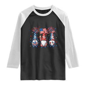 Red White Blue Gnomes Fireworks Raglan Shirt Patriotic 4th Of July
