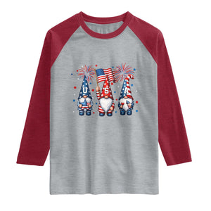 Red White Blue Gnomes Fireworks Raglan Shirt Patriotic 4th Of July