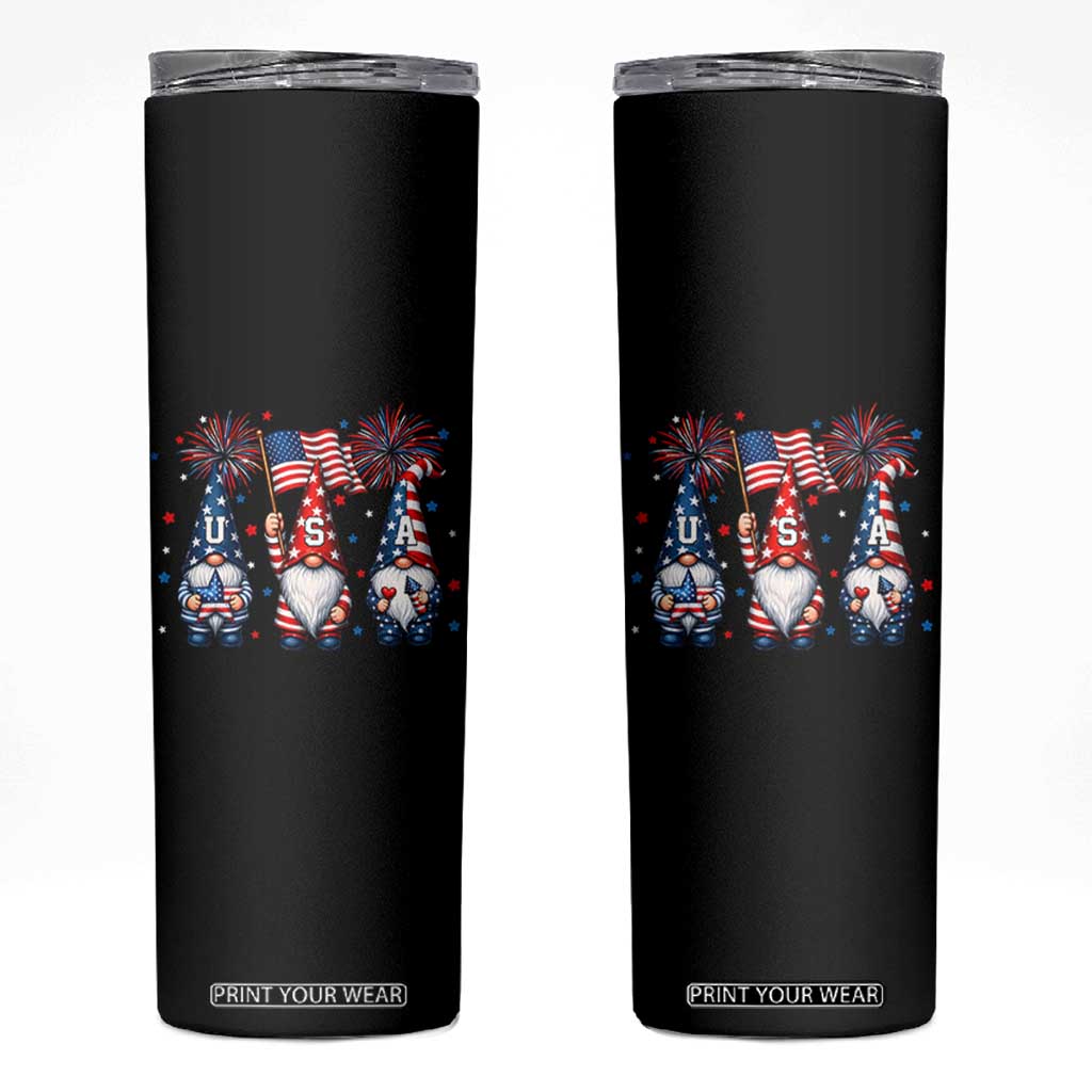 Red White Blue Gnomes Fireworks Skinny Tumbler Patriotic 4th Of July