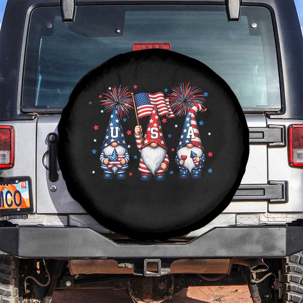 Red White Blue Gnomes Fireworks Spare Tire Cover Patriotic 4th Of July