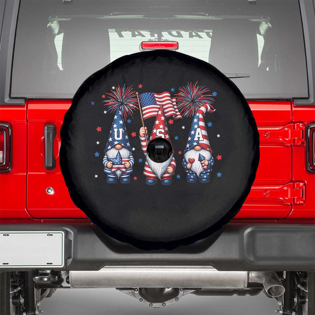 Red White Blue Gnomes Fireworks Spare Tire Cover Patriotic 4th Of July