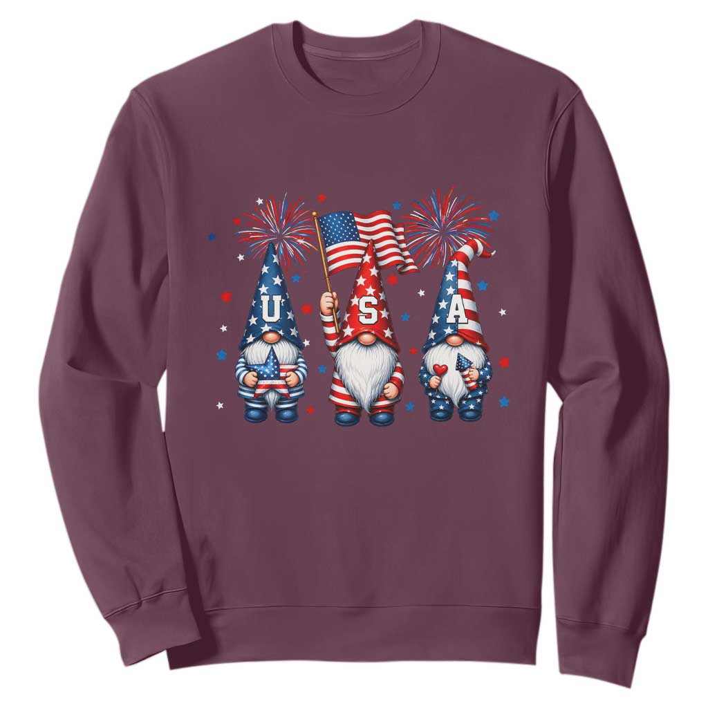 Red White Blue Gnomes Fireworks Sweatshirt Patriotic 4th Of July