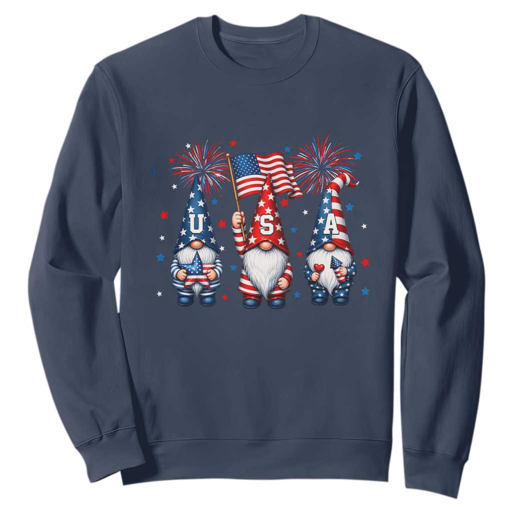 Red White Blue Gnomes Fireworks Sweatshirt Patriotic 4th Of July