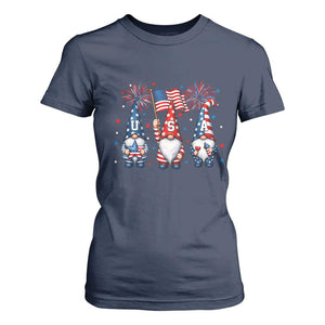 Red White Blue Gnomes Fireworks T Shirt For Women Patriotic 4th Of July