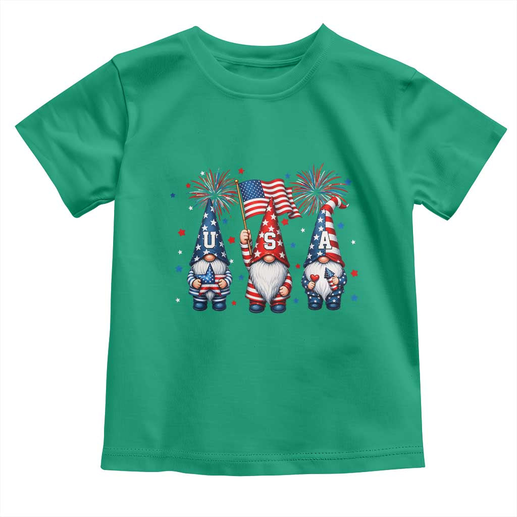 Red White Blue Gnomes Fireworks Toddler T Shirt Patriotic 4th Of July