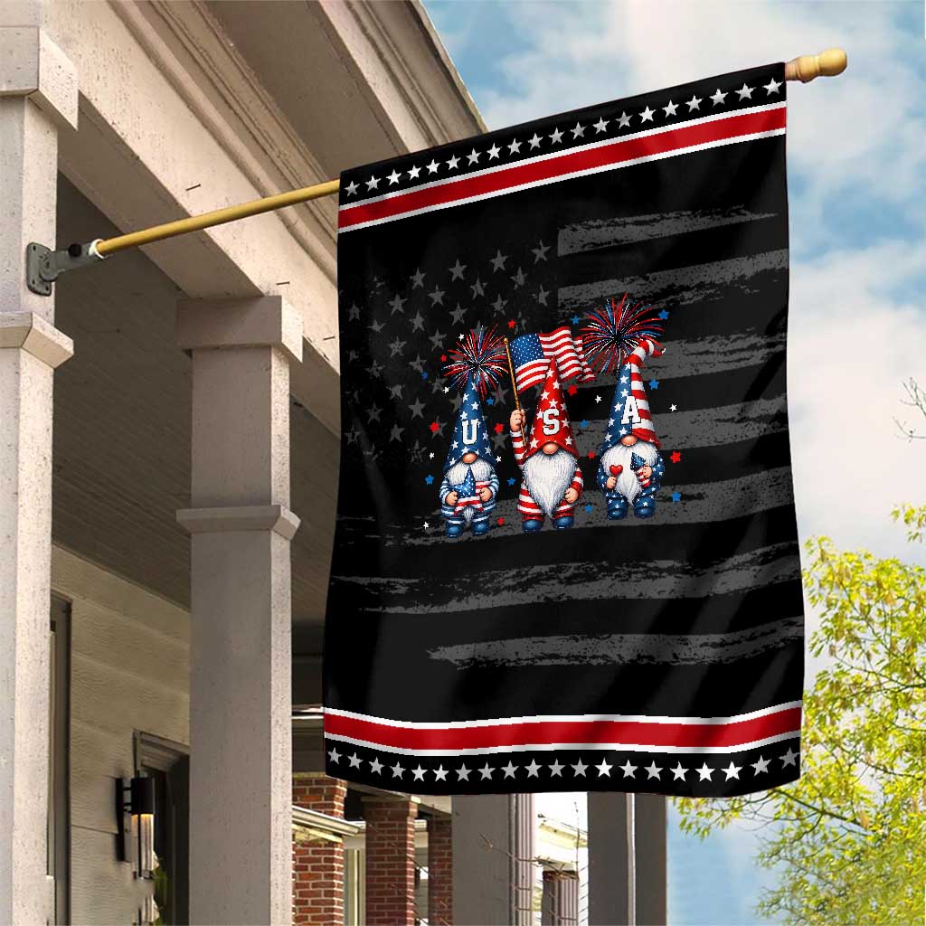 Red White Blue Gnomes Fireworks Patriotic Garden Flag 4th Of July Gift TS12 Distressed Black Red Print Your Wear