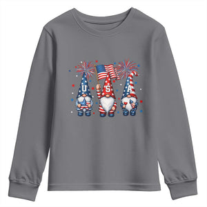 Red White Blue Gnomes Fireworks Youth Sweatshirt Patriotic 4th Of July