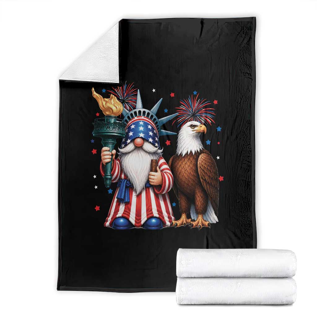 Funny Statue Of Liberty Gnome Throw Blanket Patriotic 4th Of July