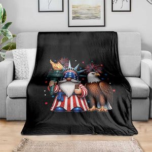 Funny Statue Of Liberty Gnome Throw Blanket Patriotic 4th Of July