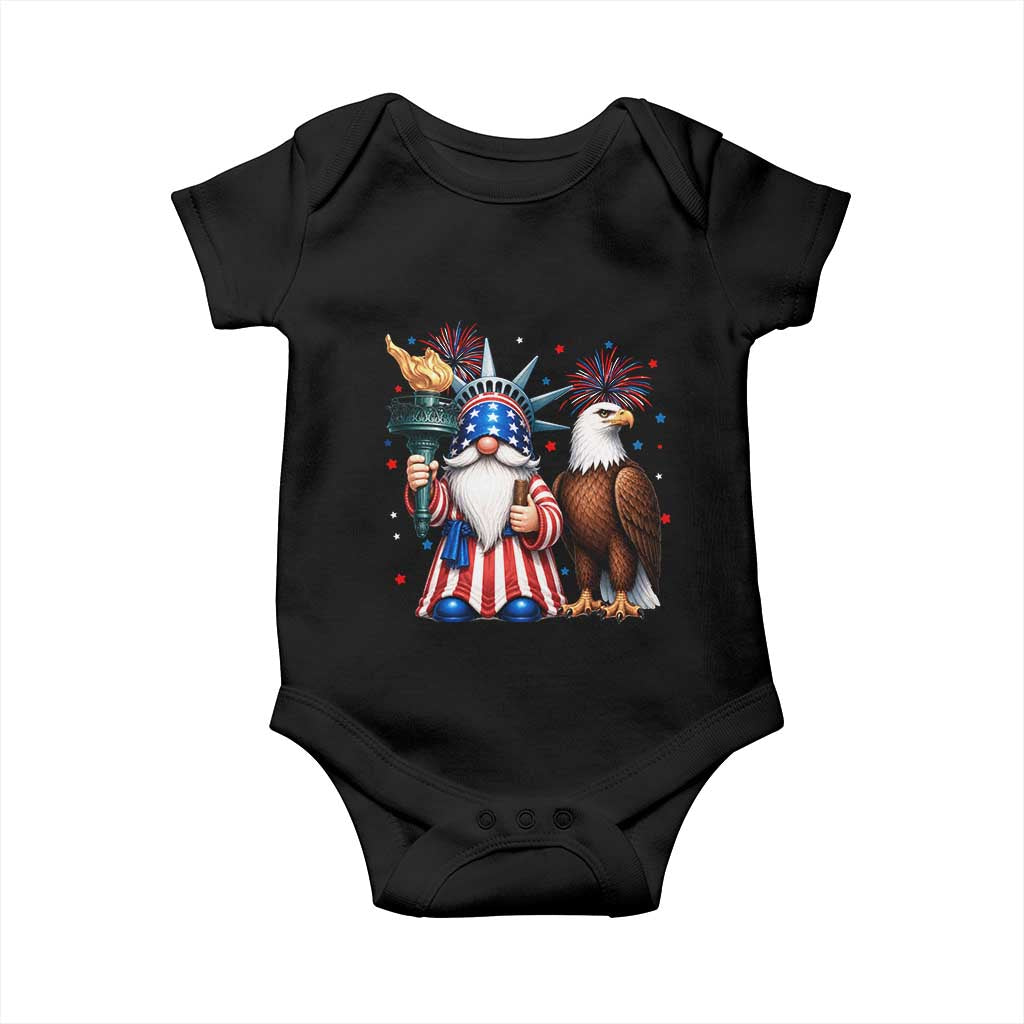 Funny Statue Of Liberty Gnome Baby Onesie Patriotic 4th Of July