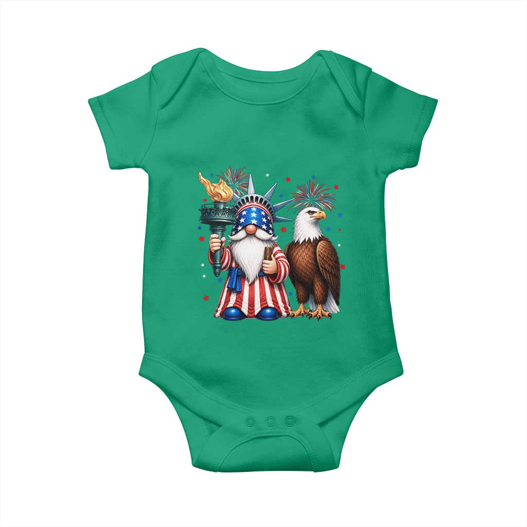 Funny Statue Of Liberty Gnome Baby Onesie Patriotic 4th Of July