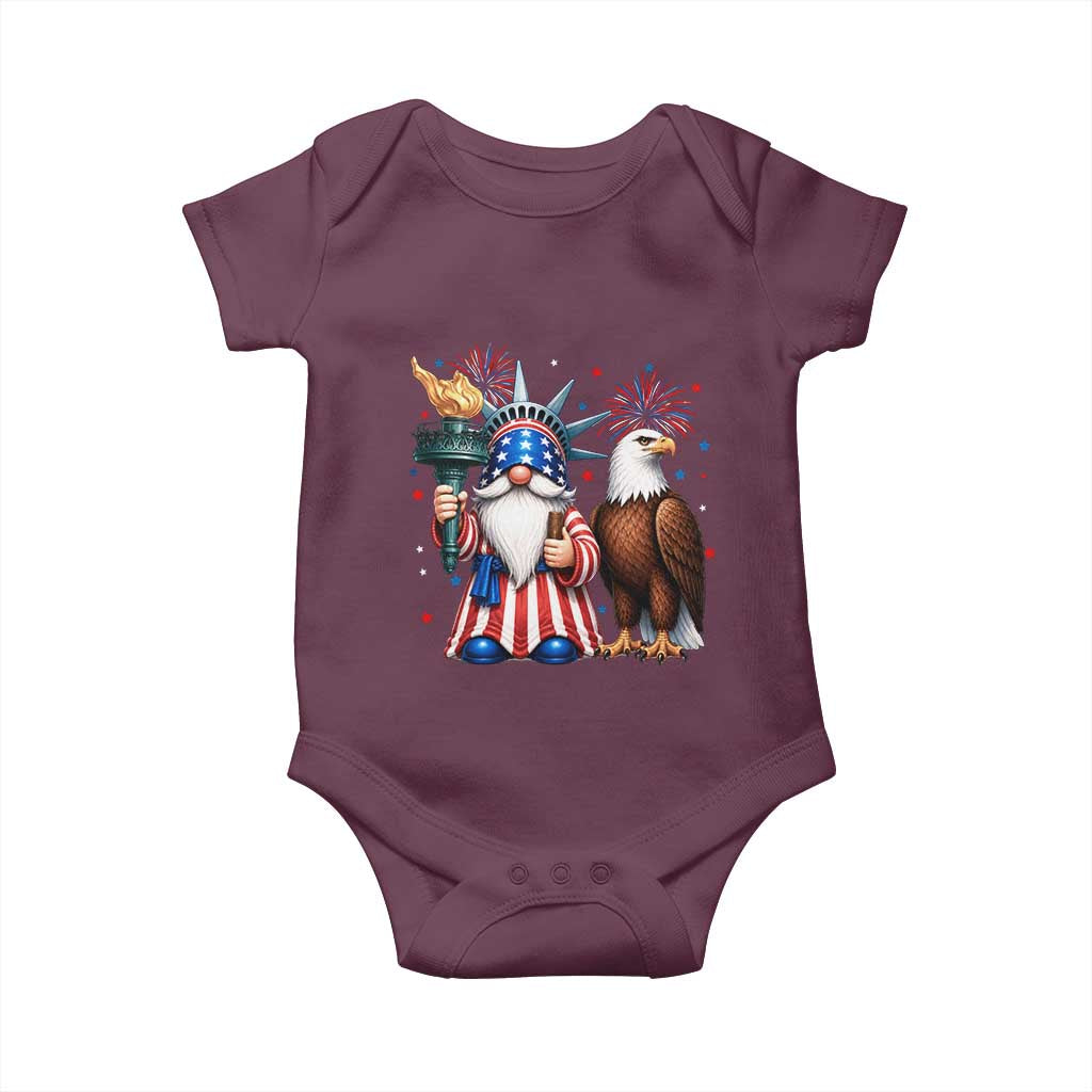 Funny Statue Of Liberty Gnome Baby Onesie Patriotic 4th Of July