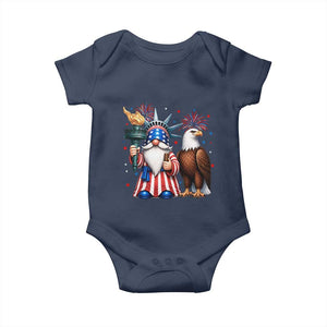 Funny Statue Of Liberty Gnome Baby Onesie Patriotic 4th Of July