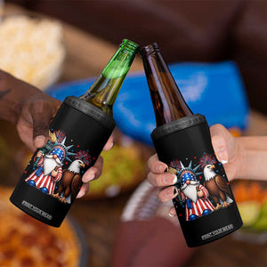 Funny Statue Of Liberty Gnome 4 in 1 Can Cooler Tumbler Patriotic 4th Of July