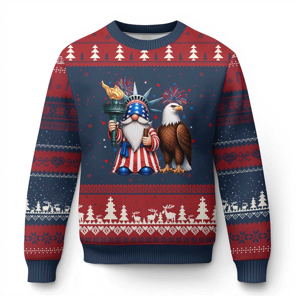 Funny Statue Of Liberty Gnome Ugly Christmas Sweater Patriotic 4th Of July