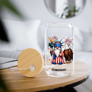 Funny Statue Of Liberty Gnome Glass Can Patriotic 4th Of July