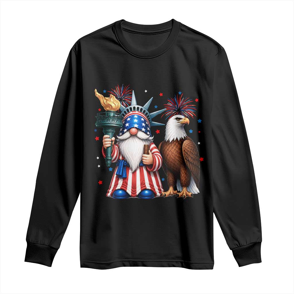 Funny Statue Of Liberty Gnome Long Sleeve Shirt Patriotic 4th Of July TS12 Black Print Your Wear