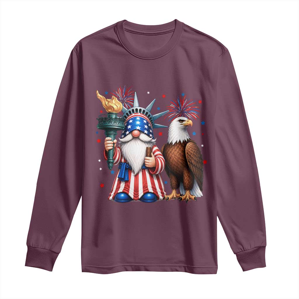 Funny Statue Of Liberty Gnome Long Sleeve Shirt Patriotic 4th Of July