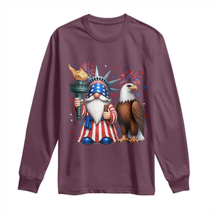 Funny Statue Of Liberty Gnome Long Sleeve Shirt Patriotic 4th Of July
