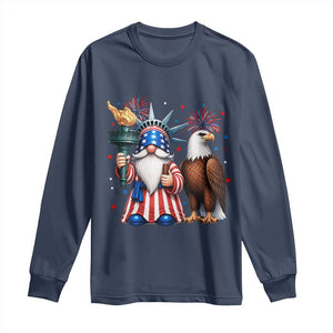 Funny Statue Of Liberty Gnome Long Sleeve Shirt Patriotic 4th Of July