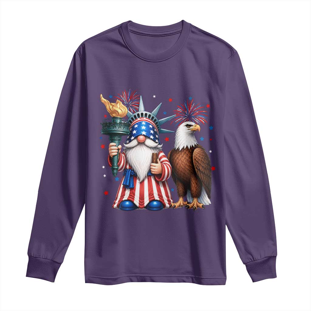 Funny Statue Of Liberty Gnome Long Sleeve Shirt Patriotic 4th Of July
