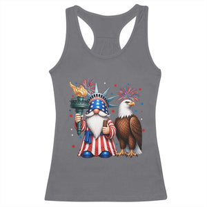 Funny Statue Of Liberty Gnome Racerback Tank Top Patriotic 4th Of July