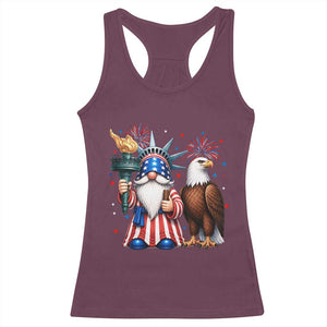 Funny Statue Of Liberty Gnome Racerback Tank Top Patriotic 4th Of July