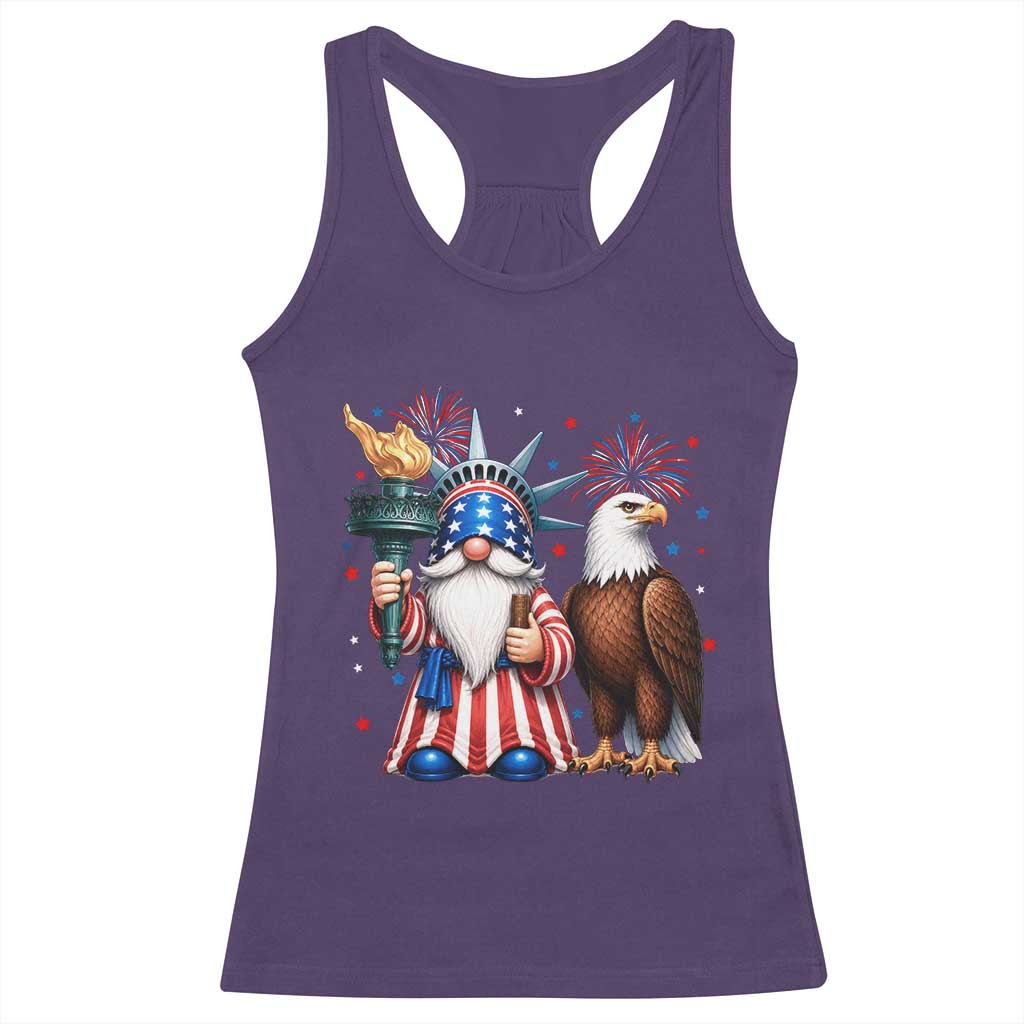 Funny Statue Of Liberty Gnome Racerback Tank Top Patriotic 4th Of July