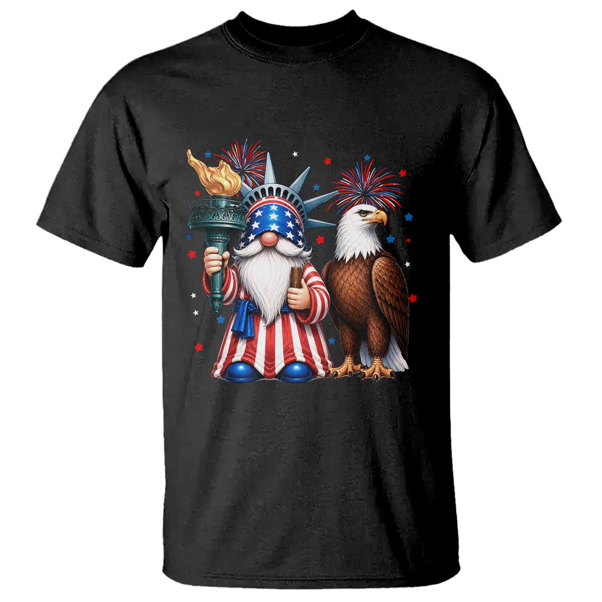 Funny Statue Of Liberty Gnome T Shirt Patriotic 4th Of July TS12 Black Print Your Wear